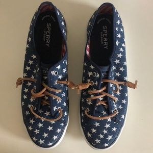 sperry memory foam american flag sneakers size 8.5